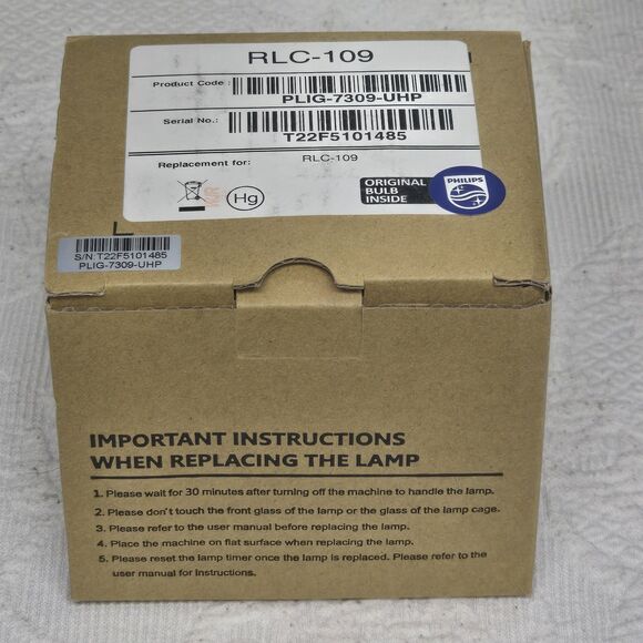 New Projector Lamp Philips RLC-109 Serial T22F5101485 Replacement Bulb Unit NIB - Picture 2 of 6
